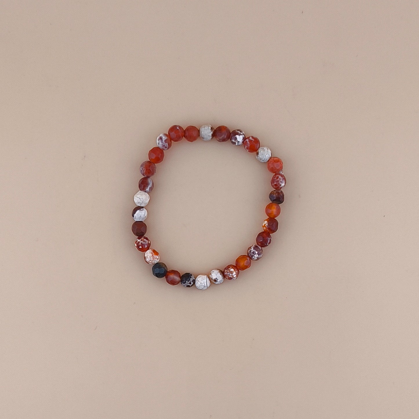 Pulsera de Ágata de Fuego 6mm Facetada